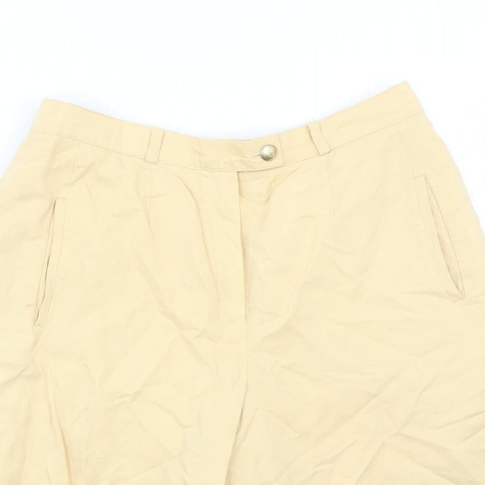 Basler Womens Yellow Viscose Bermuda Shorts Size 14 L11 in Regular Zip - Elasticated Waist