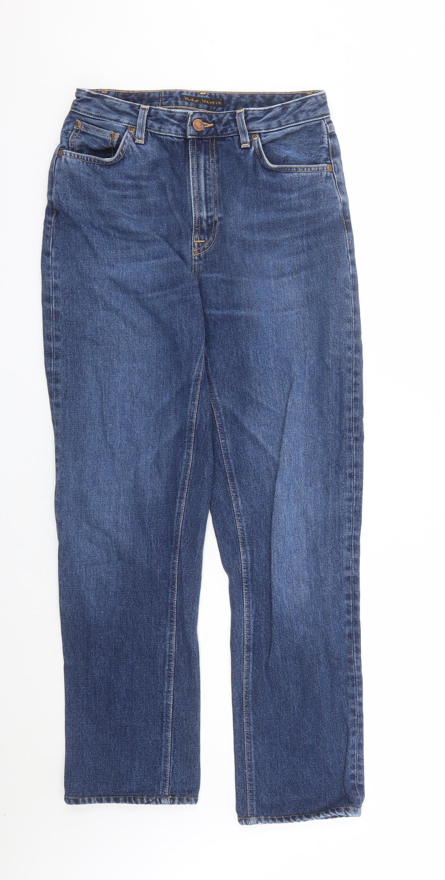 Nudie Mens Blue Cotton Straight Jeans Size 30 in L31 in Regular Zip