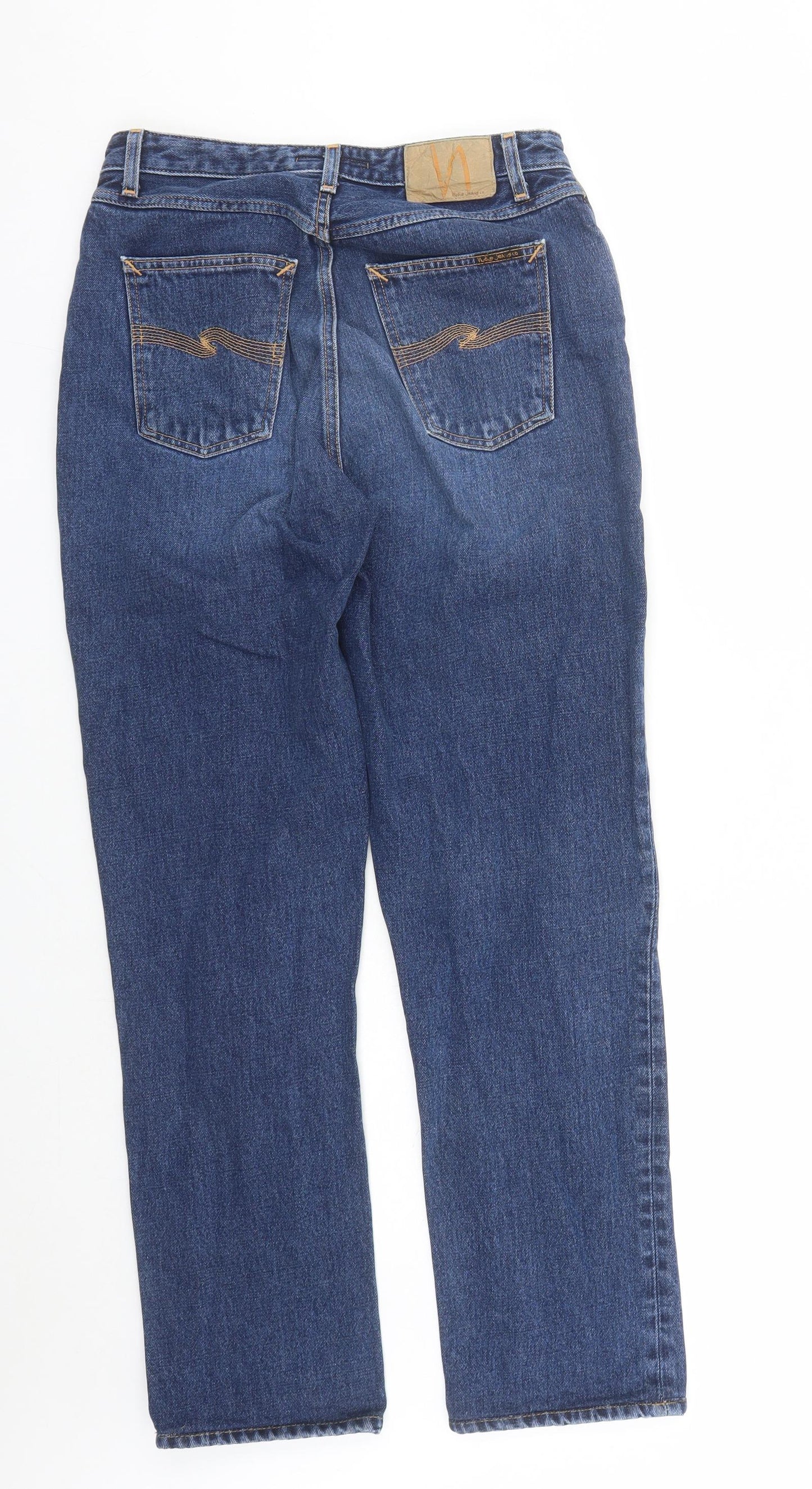 Nudie Mens Blue Cotton Straight Jeans Size 30 in L31 in Regular Zip