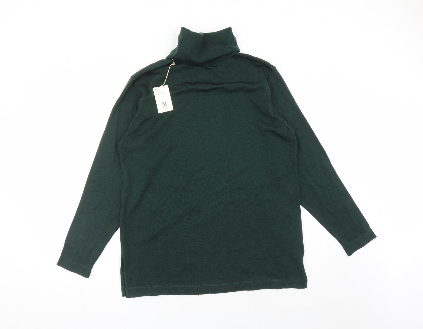 Marz Womens Green Roll Neck Wool Pullover Jumper Size 14