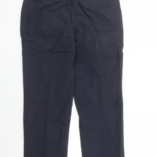 Marks and Spencer Mens Blue Cotton Trousers Size 32 in L31 in Regular Zip
