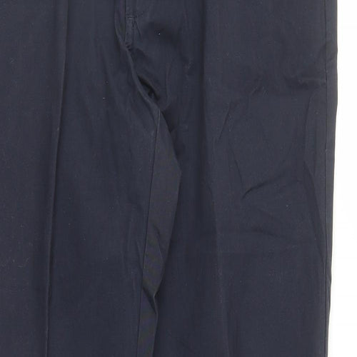 Marks and Spencer Mens Blue Cotton Trousers Size 32 in L31 in Regular Zip