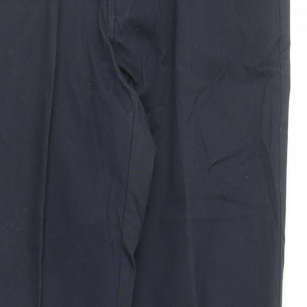 Marks and Spencer Mens Blue Cotton Trousers Size 32 in L31 in Regular Zip