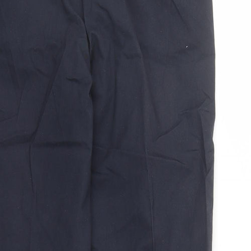 Marks and Spencer Mens Blue Cotton Trousers Size 32 in L31 in Regular Zip