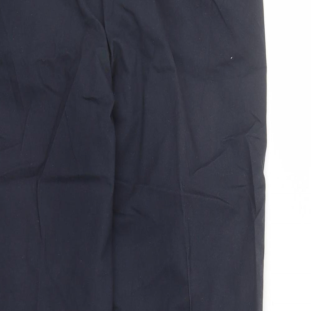 Marks and Spencer Mens Blue Cotton Trousers Size 32 in L31 in Regular Zip