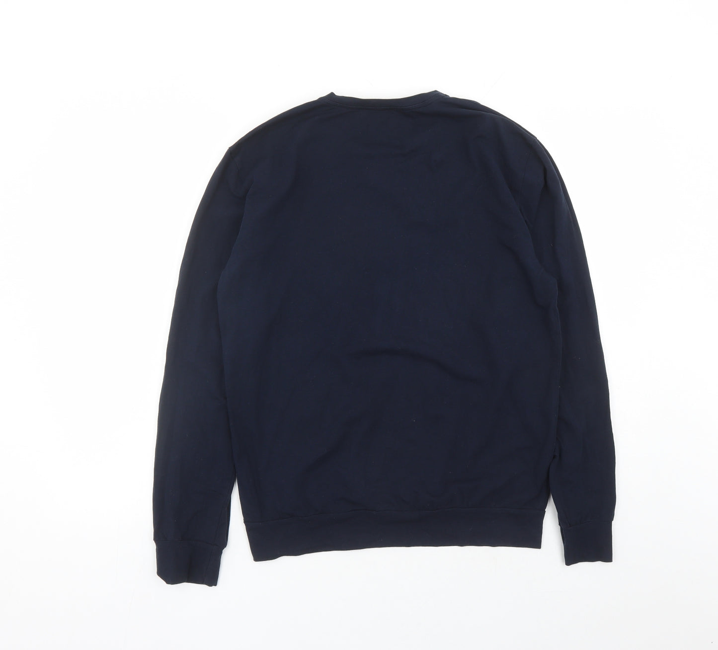 Emporio Armani Mens Blue Solid Cotton Pyjama Top Size M Pullover - Loungewear