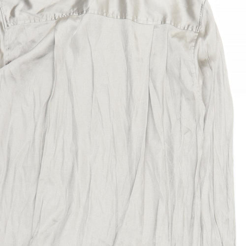 H&M Womens Beige Viscose Basic Button-Up Size M Collared