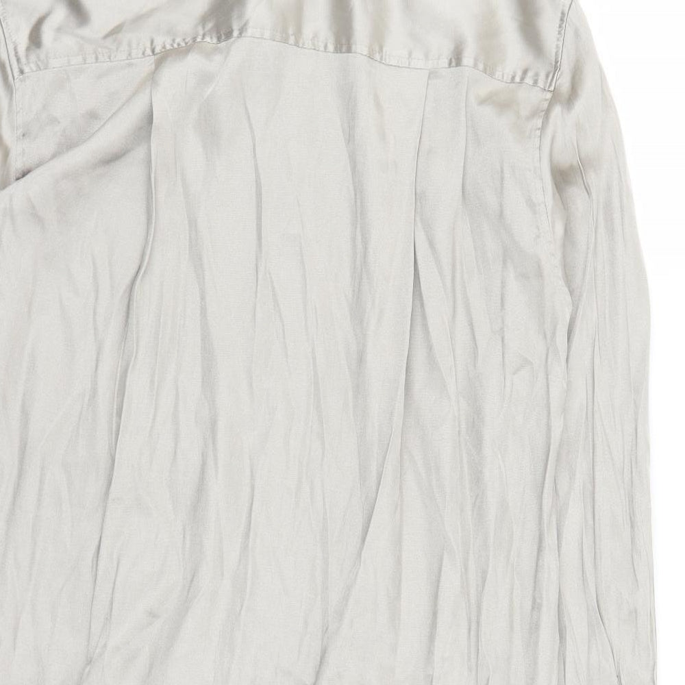 H&M Womens Beige Viscose Basic Button-Up Size M Collared