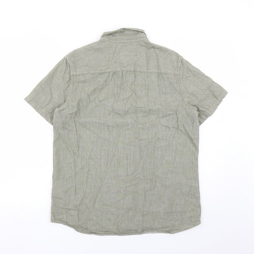 Burton Mens Green Cotton Button-Up Size L Collared Button