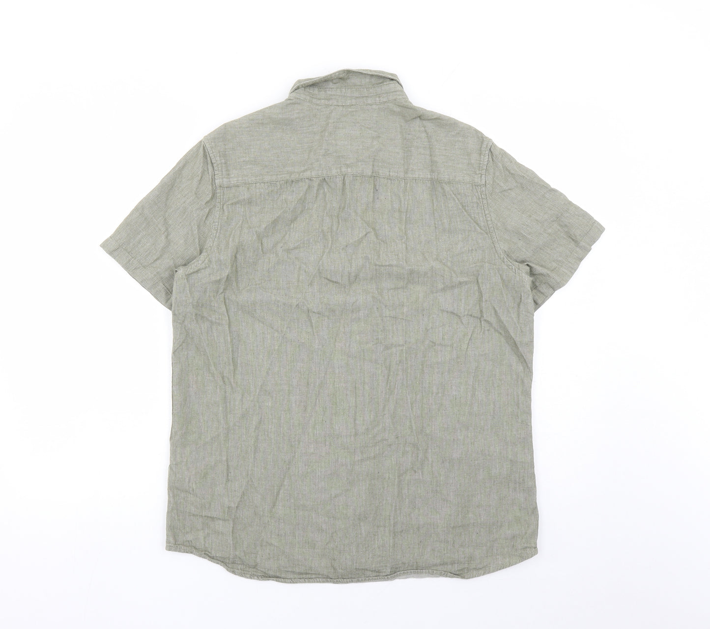 Burton Mens Green Cotton Button-Up Size L Collared Button