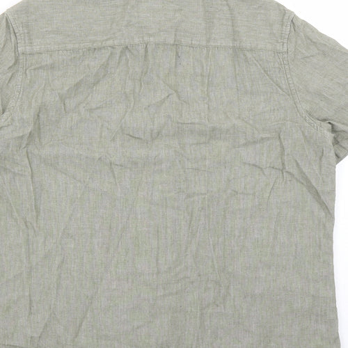 Burton Mens Green Cotton Button-Up Size L Collared Button
