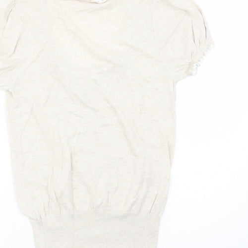 Miss Selfridge Womens Beige Round Neck Cotton Pullover Jumper Size 14