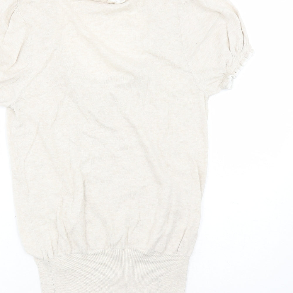 Miss Selfridge Womens Beige Round Neck Cotton Pullover Jumper Size 14