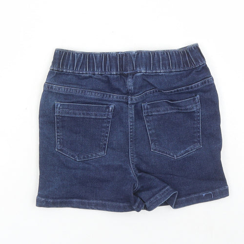 Matalan Girls Blue Cotton Mom Shorts Size 9 Years Regular - Elasticated Waist Inside Leg 2in
