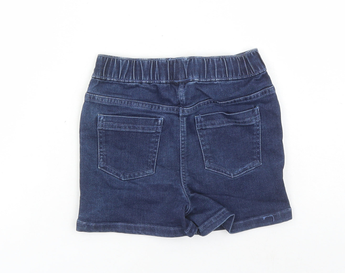 Matalan Girls Blue Cotton Mom Shorts Size 9 Years Regular - Elasticated Waist Inside Leg 2in