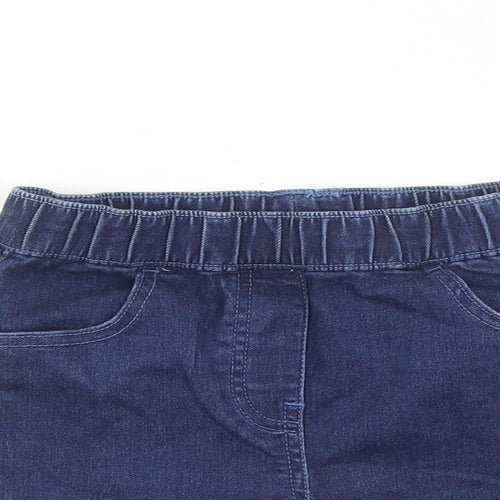 Matalan Girls Blue Cotton Mom Shorts Size 9 Years Regular - Elasticated Waist Inside Leg 2in