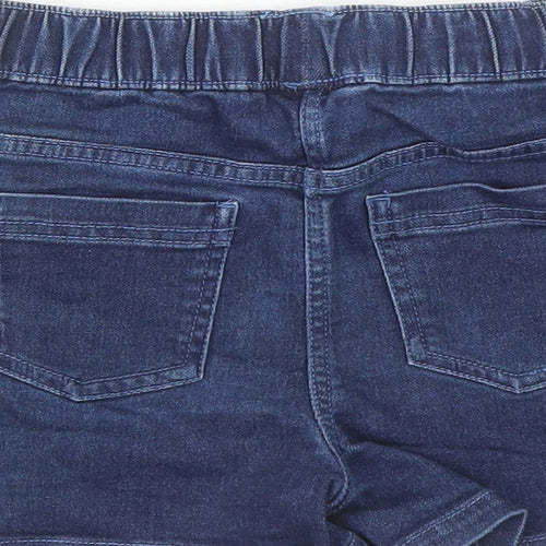 Matalan Girls Blue Cotton Mom Shorts Size 9 Years Regular - Elasticated Waist Inside Leg 2in