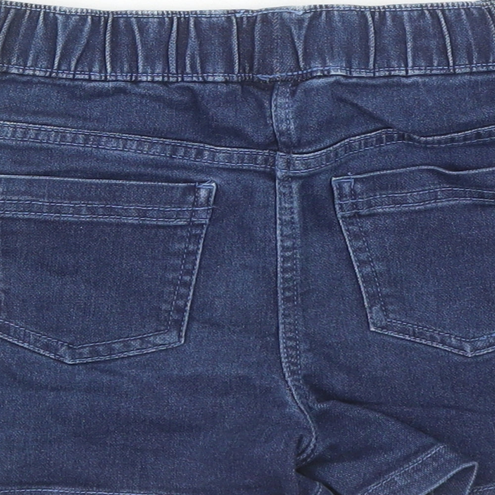 Matalan Girls Blue Cotton Mom Shorts Size 9 Years Regular - Elasticated Waist Inside Leg 2in