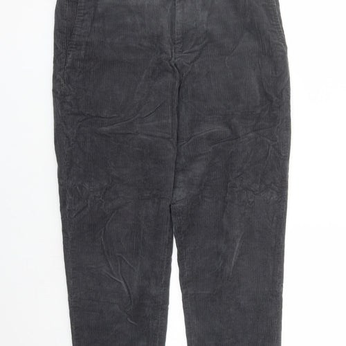 H&M Mens Grey Cotton Trousers Size 34 in L27 in Regular Zip