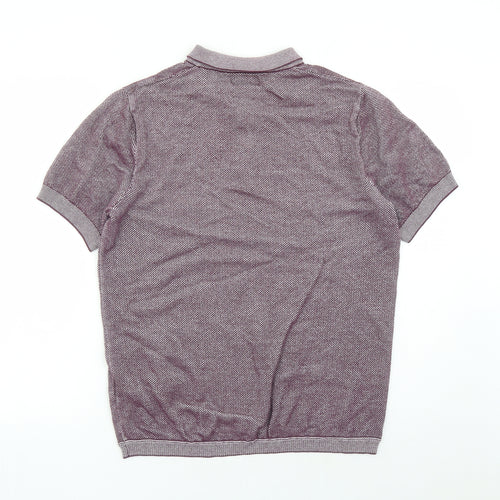 Limited Edition Mens Purple Cotton Polo Size L Collared Button