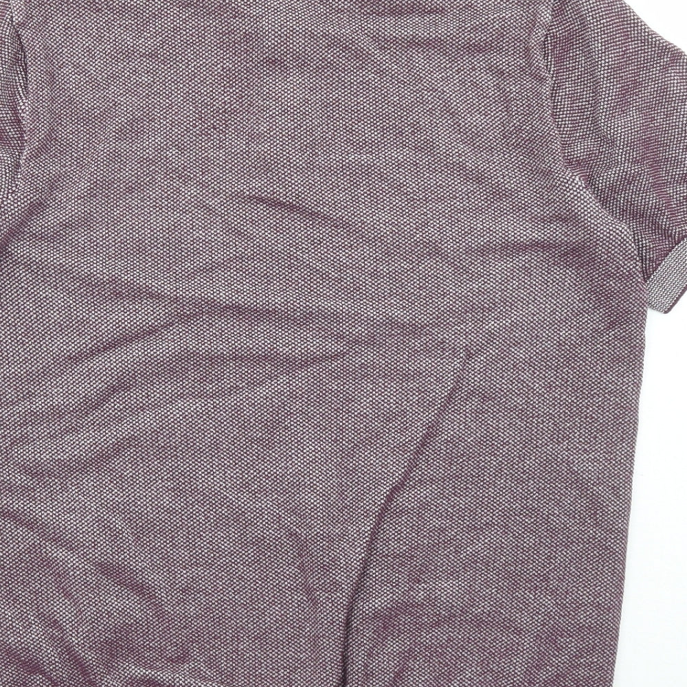 Limited Edition Mens Purple Cotton Polo Size L Collared Button