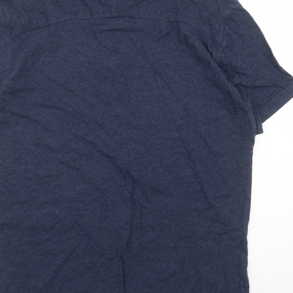 Firetrap Mens Blue Geometric Cotton Polo Size L Collared Button