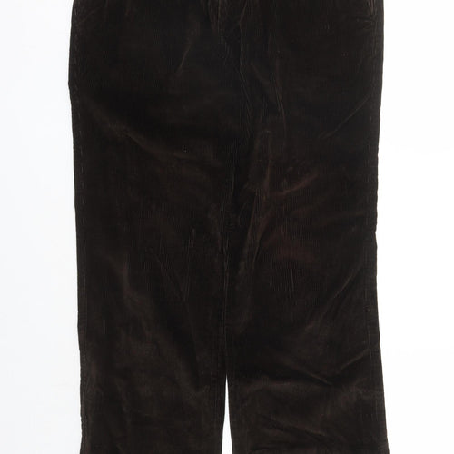 Marks and Spencer Mens Brown Cotton Trousers Size 34 in L33 in Regular Zip