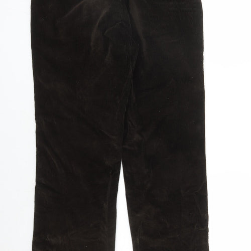 Marks and Spencer Mens Brown Cotton Trousers Size 34 in L33 in Regular Zip