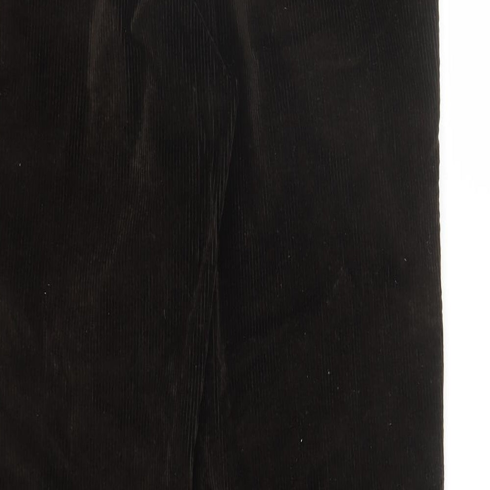 Marks and Spencer Mens Brown Cotton Trousers Size 34 in L33 in Regular Zip