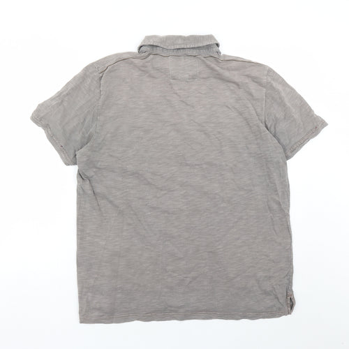NEXT Mens Grey Cotton Polo Size L Collared Button