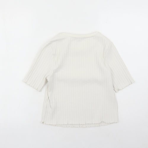 Limited Edition Womens Ivory Cotton Basic T-Shirt Size 14 Round Neck