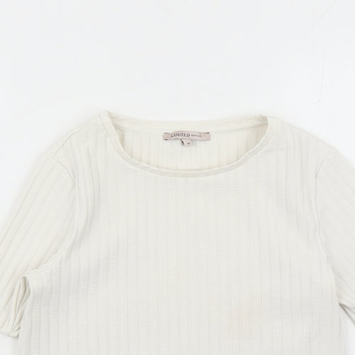 Limited Edition Womens Ivory Cotton Basic T-Shirt Size 14 Round Neck
