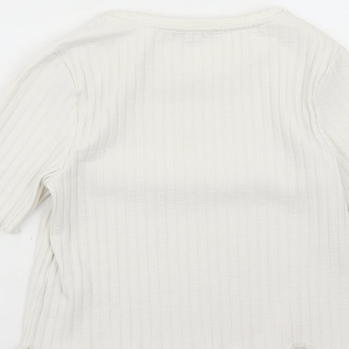Limited Edition Womens Ivory Cotton Basic T-Shirt Size 14 Round Neck
