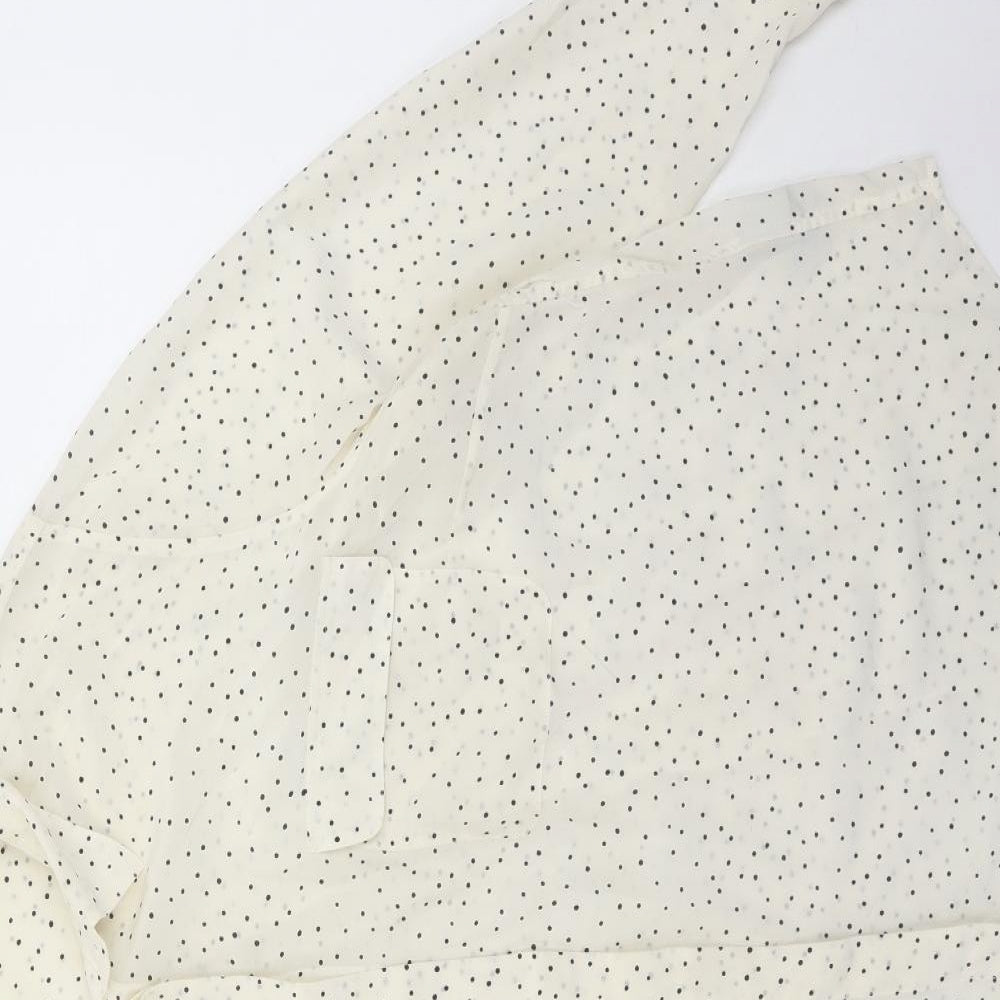 Boden Womens Ivory Polka Dot Silk Basic Button-Up Size 22 Collared