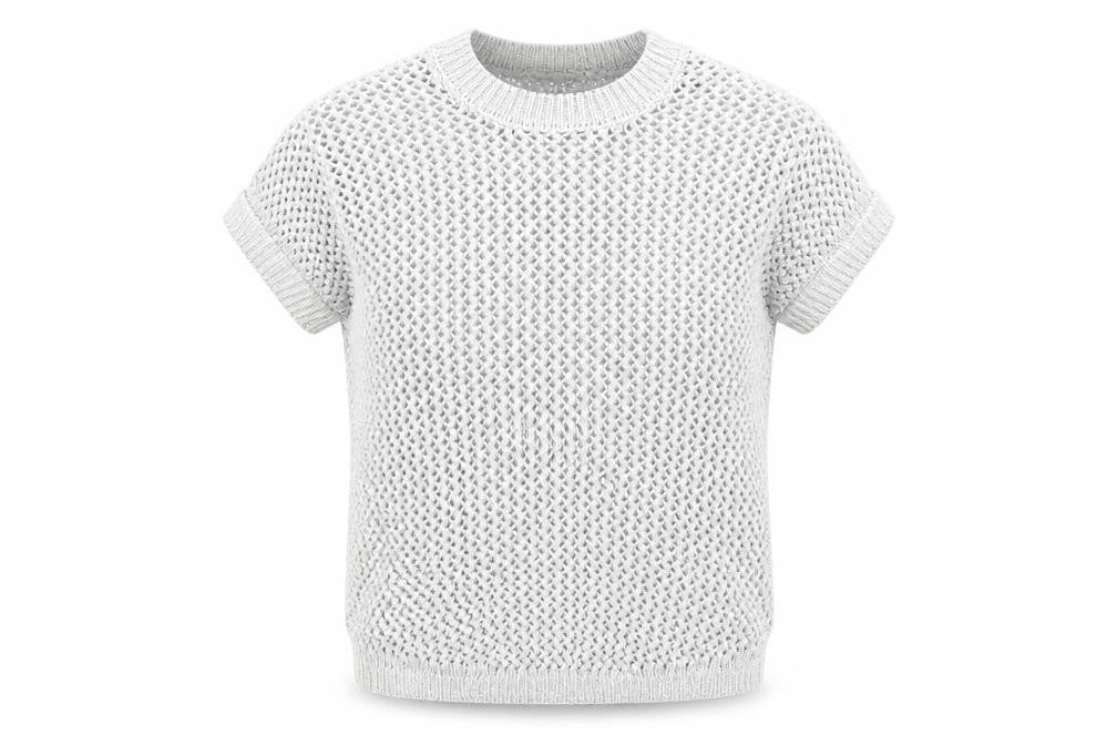 Front view of ASOS women’s silver round neck cotton jumper, size UK 8