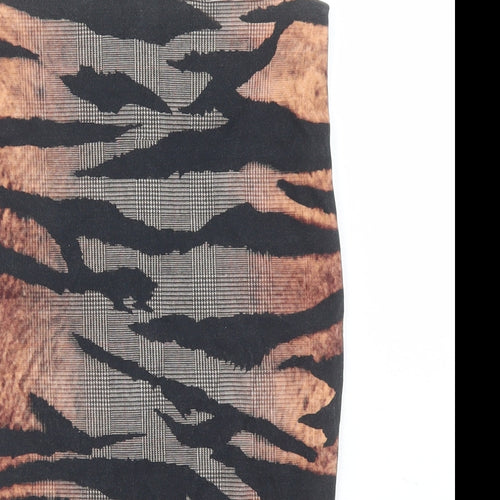Alexander McQueen Womens Multicoloured Animal Print Cotton Bandage Skirt Size S Zip - Tiger Pattern