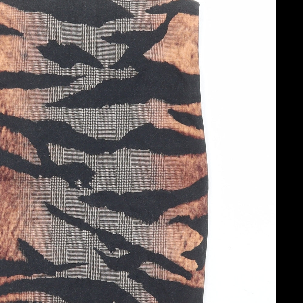 Alexander McQueen Womens Multicoloured Animal Print Cotton Bandage Skirt Size S Zip - Tiger Pattern
