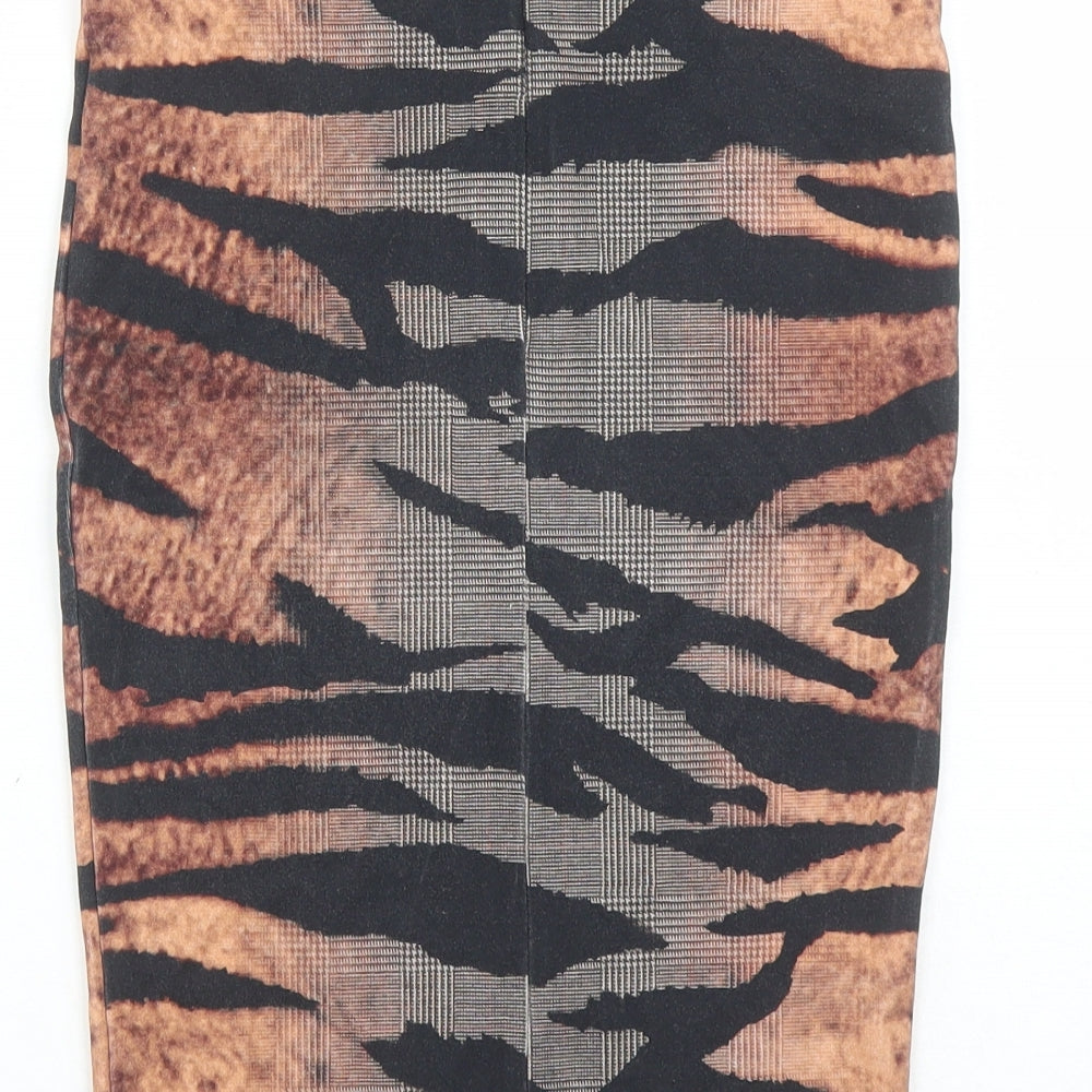 Alexander McQueen Womens Multicoloured Animal Print Cotton Bandage Skirt Size S Zip - Tiger Pattern