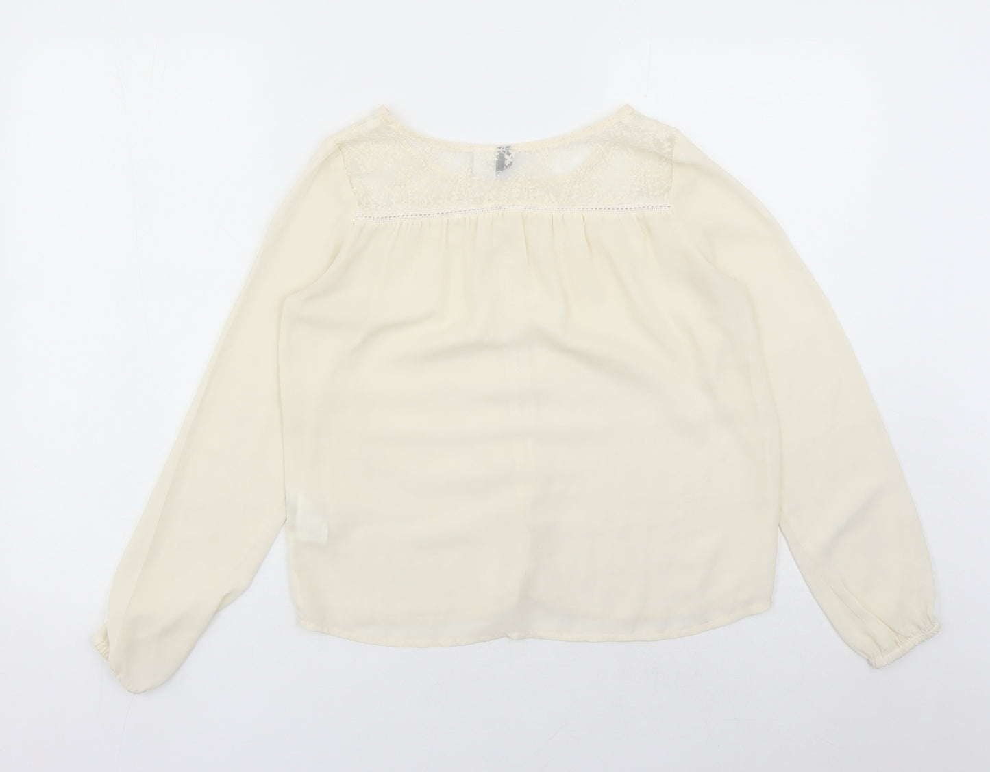Divided by H&M Womens Ivory Cotton Basic Blouse Size 6 Round Neck