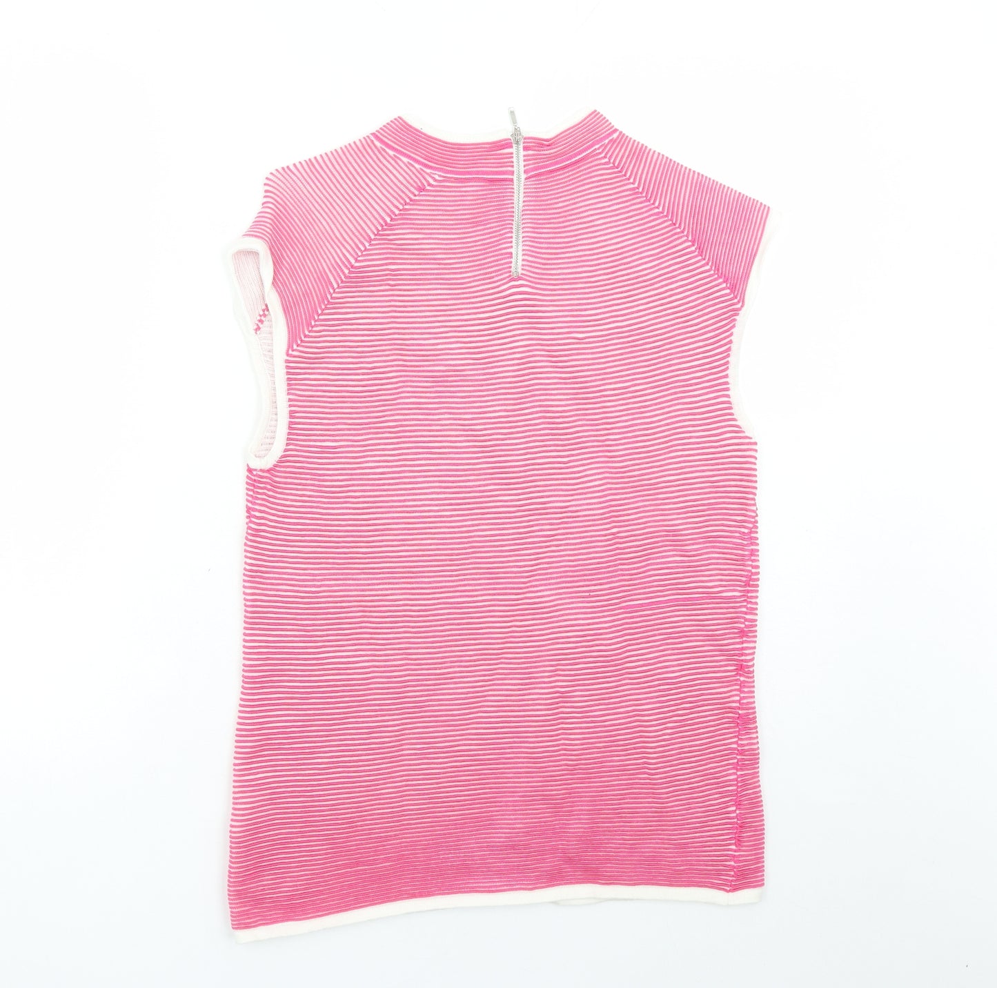 NEXT Womens Pink Striped Viscose Basic Blouse Size 14 Round Neck