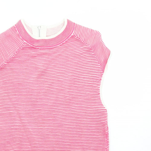 NEXT Womens Pink Striped Viscose Basic Blouse Size 14 Round Neck