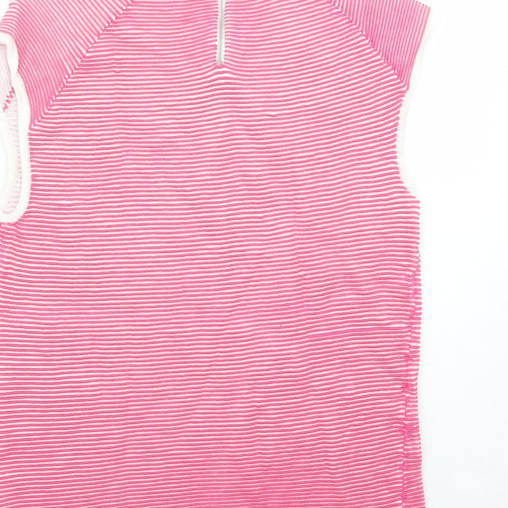 NEXT Womens Pink Striped Viscose Basic Blouse Size 14 Round Neck