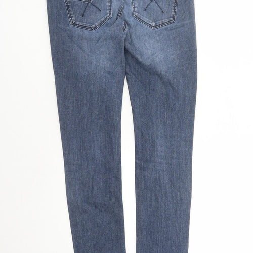 Topshop Womens Blue Cotton Straight Jeans Size 28 in L32 in Regular Zip