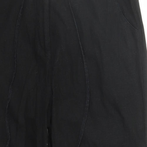 Xe Womens Black Linen Cropped Trousers Size 14 L23 in Regular Zip