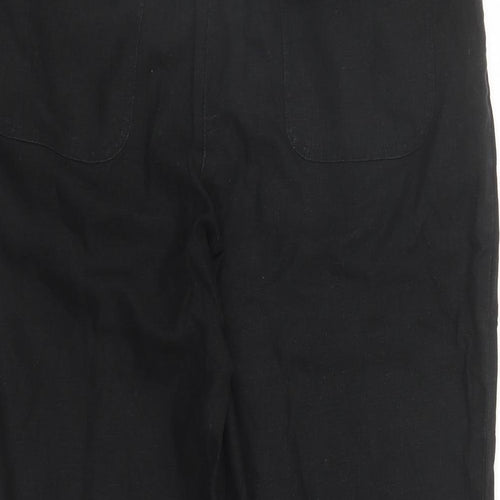 Xe Womens Black Linen Cropped Trousers Size 14 L23 in Regular Zip