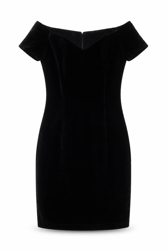 Front view of KRISS women’s black cotton shift, size UK 10, v-neck zip