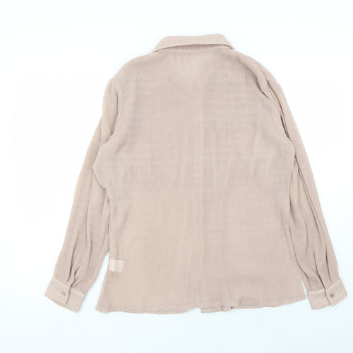 Glamorous Womens Beige Polyester Basic Button-Up Size 8 Collared