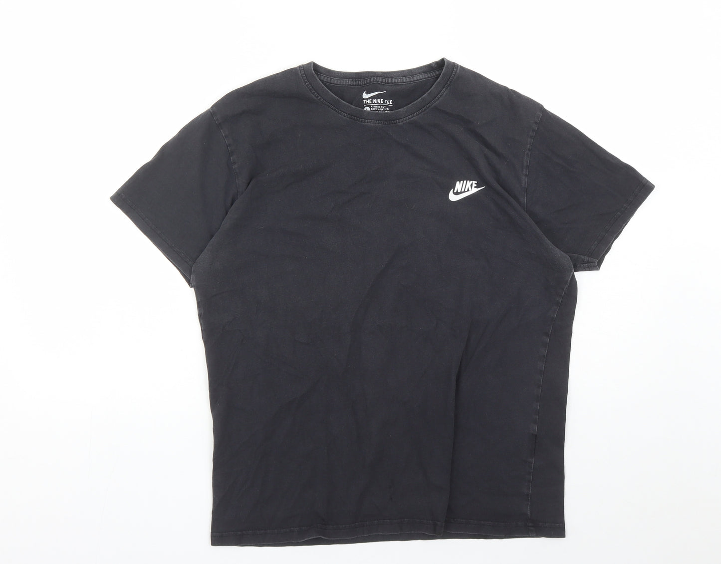 Nike Mens Black 100% Cotton Basic T-Shirt Size L Crew Neck Pullover