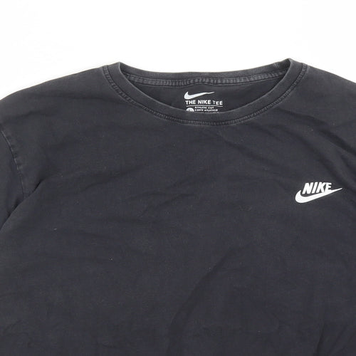 Nike Mens Black 100% Cotton Basic T-Shirt Size L Crew Neck Pullover