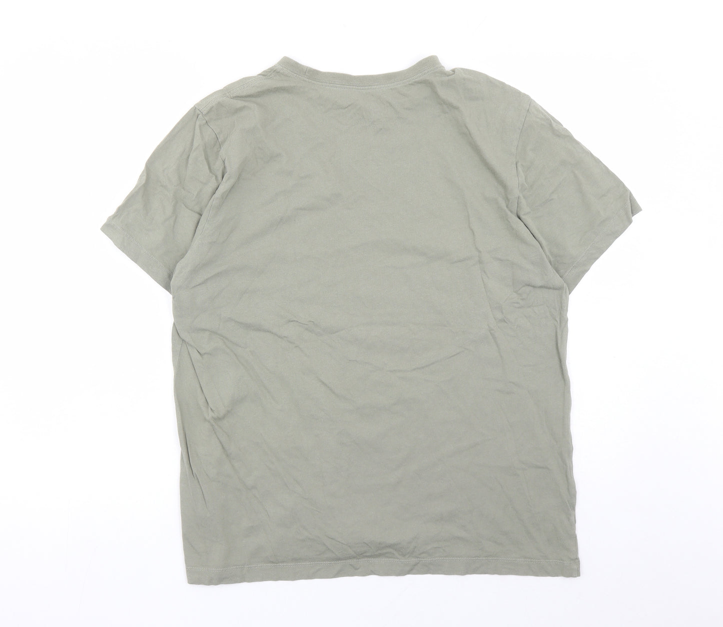 Nike Mens Green Cotton Basic T-Shirt Size L Crew Neck Pullover